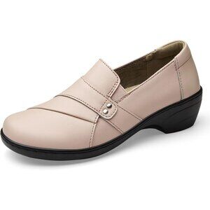 Kordal Women's Pink Slip-Ons Lightweight Leather Stylish Casual Loafers Shoes